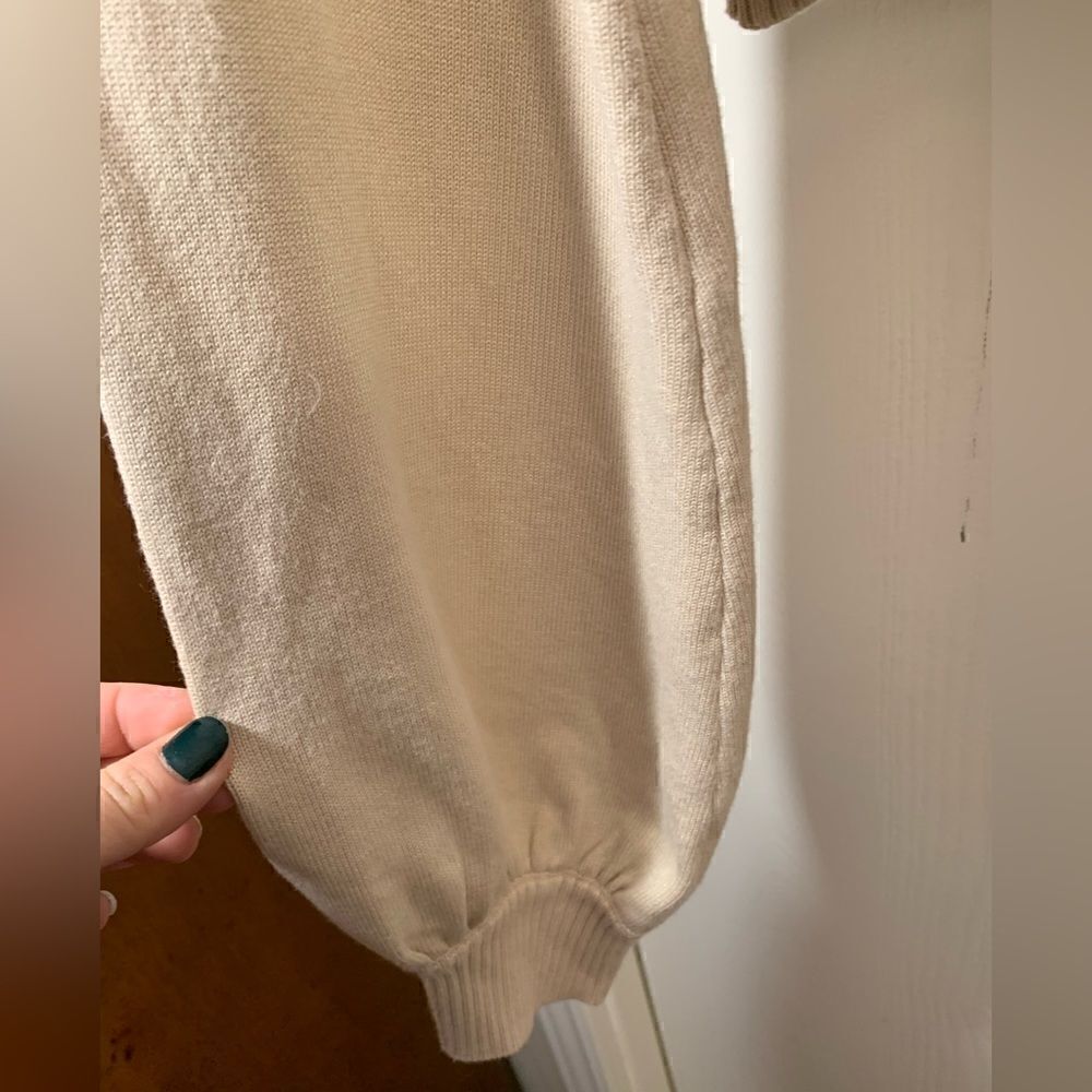 Luvalot Euc Beige Cropped Button Down Balloon Sle… - image 2